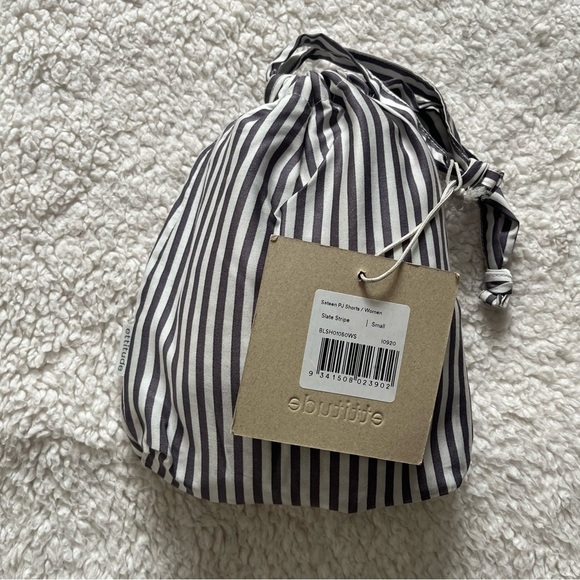 NWT Ettitude Bamboo Sateen Pajama Shorts in Gray /Slate Stripe Size Small - Picture 9 of 11